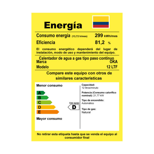 Calentador de paso OKA 12 LTF - Imagen 2