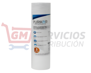 Cartucho filtrante de polipropileno termofusionado para eliminar sedimentos en sistemas de filtración de agua.
